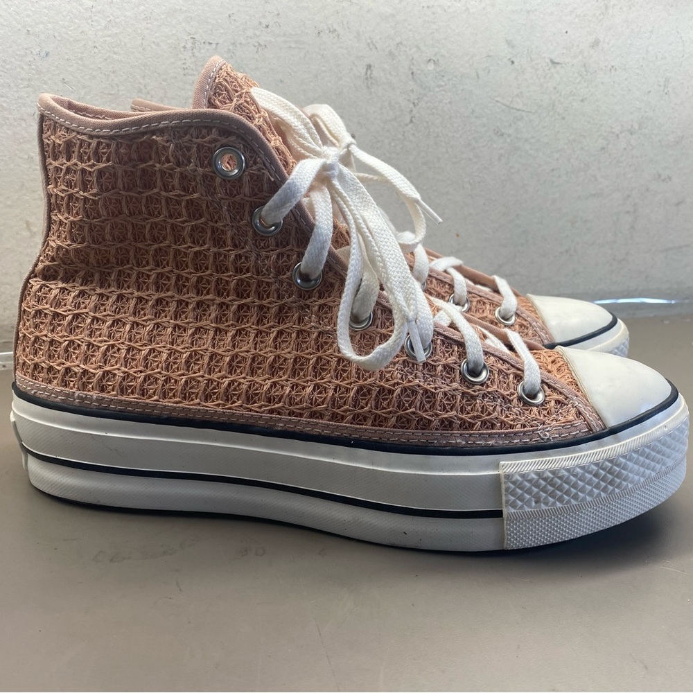 New Women’s Converse All Star Raffia Lift 2X Hi Platform Vachetta Beige Egret Bl